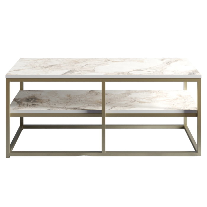 Hanah Home Forteaus - Gold Mesa de Centro Moderna Dorado y Blanco Hanah Home Forteaus - Gold Mesa de Centro Moderna Dorado y Blanco